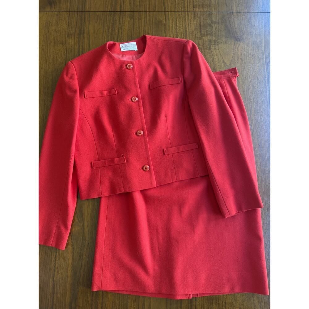 Vintage Pendleton Women's Two-Piece Wool Skirt Suit Red - Size 10